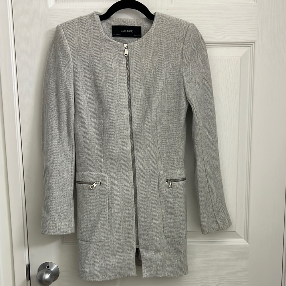 Zara Women's Light Gray Blazer Coat
